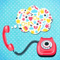 Old telephone chat concept vector