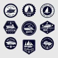 Sailboats travel labels icons set vector