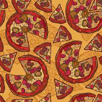 Pizza sketch seamless pattern vector