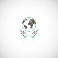 Earth hands icon vector