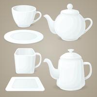 White crockery set vector