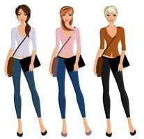 Girl student portrait set vector