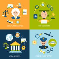Law flat icons set vector
