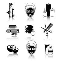 Black and white spa icons set