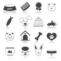 Pets icons set black vector