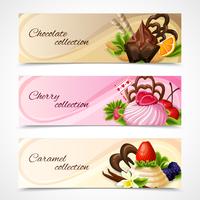 Banners de dulces horizontales vector