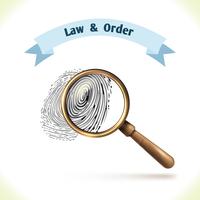 Law icon fingerprint under magnifier vector