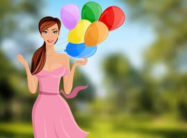 Woman balloon portrait vector