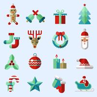 Christmas icons set color vector