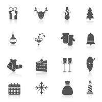 Conjunto de iconos de navidad negro vector