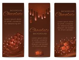 Banners de salpicaduras de chocolate vector