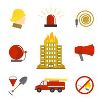 Iconos de extinción de incendios planos. vector