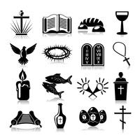 Christianity icons set black vector