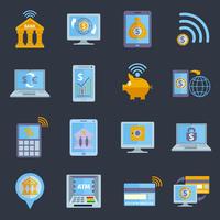 Mobile banking icons vector