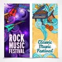 Banners verticales de música vector