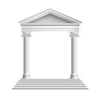 Temple front with columns vector