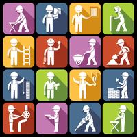 Construction worker icons white