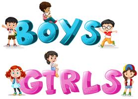 Word design with word boys and girls vector