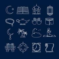 Islam icons set outline vector