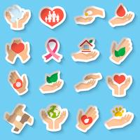 Charity and donation stickers vector