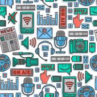 Media sketch icons seamless pattern vector