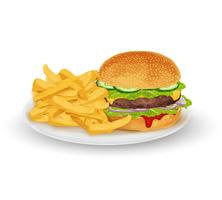 Hamburger on plate vector