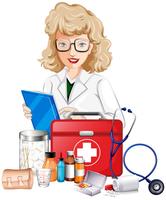 Doctor and medical equipments vector