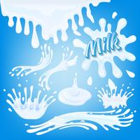 Milk splashes set vector