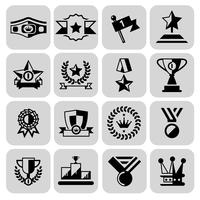 Iconos de premios establecidos en negro vector
