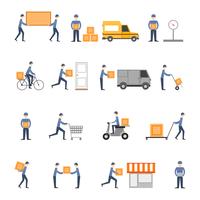 Delivery icons flat set vector