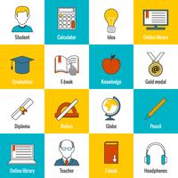 Iconos de educación plana vector