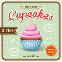 Cupcake retro poster vector