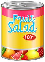 Fruit salad in aluminum can vector