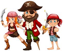 Pirate and two crews with weapons vector