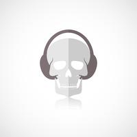 Skull with headphones icon vector