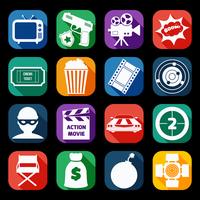 Action Movie Icons Set vector