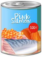 Pink salmon in aluminum can vector