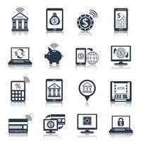 Mobile banking icons black