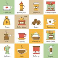 Iconos de café planos vector