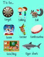 Many words begin with letter t vector