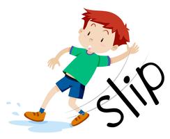 Boy slipping on the wet floor vector