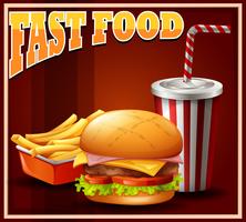 Fastfood set on poster vector