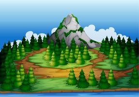 beautiful nature scene and a mountain vector