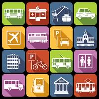 City infrastructure icons white vector