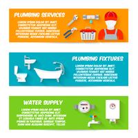 Plumbing icons banner set vector