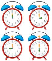 Tiempo diferente en los relojes de alarma vector