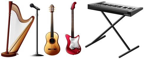 Different kinds of musical instruments