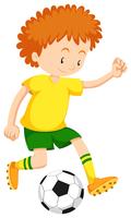 Little boy playing soccer vector