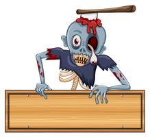 A zombie holding an empty signboard vector