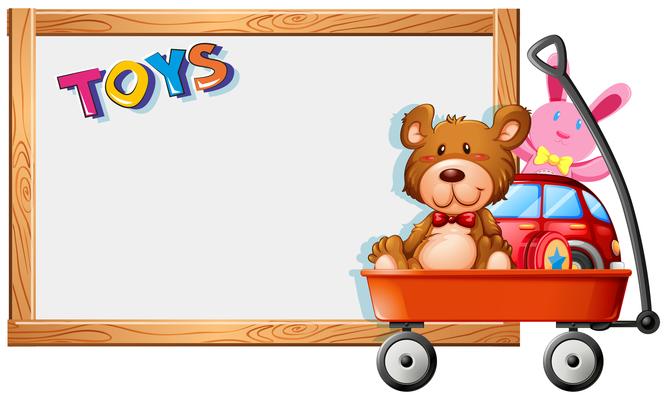 Frame template with toys on red wagon